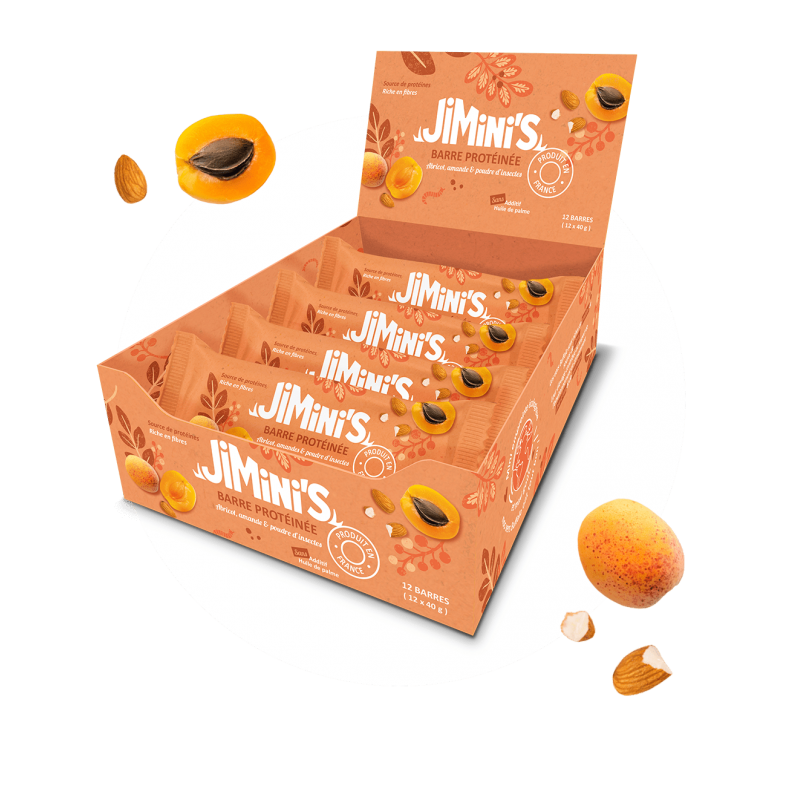 Barres protéinées abricot, amandes & poudre d'insectes