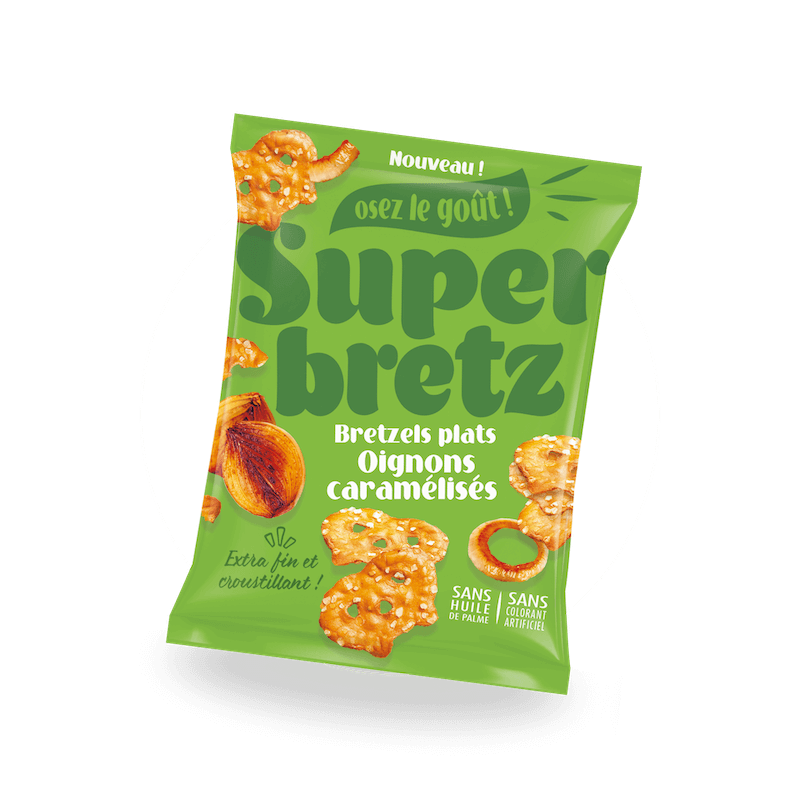 Bretzels Plats Oignon Caramélisé Supernuts, l'apéro original et croustillant