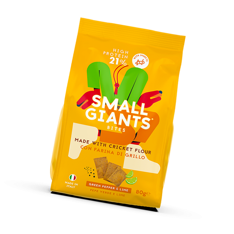 Os crackers de aperitivo com insetos comestíveis Small Giants chegaram!