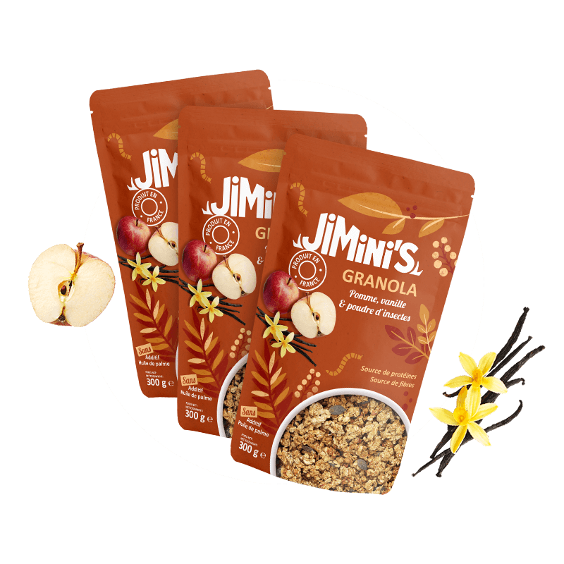Granola jimini's z mąką owadzią jabłko wanilia